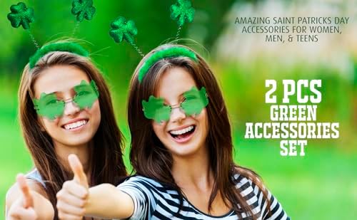 SunnyPro St Patricks Day Shamrock Green Headband