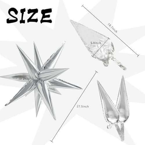 60Pcs Silver Star Balloons Party Decorations