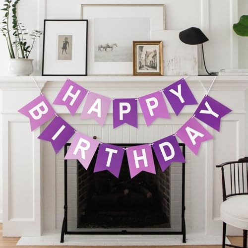 Purple Happy Birthday Banner Decorations