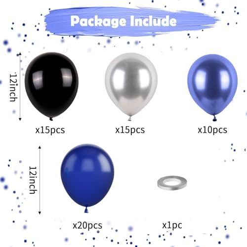Paready Blue and Black Balloons Set for Parties