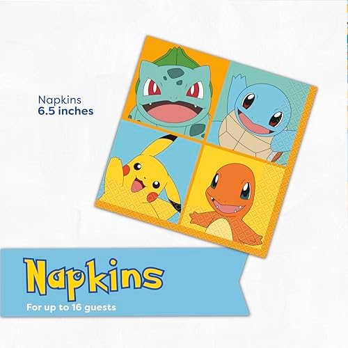 Pokemon Party Plates and Napkins for 16
