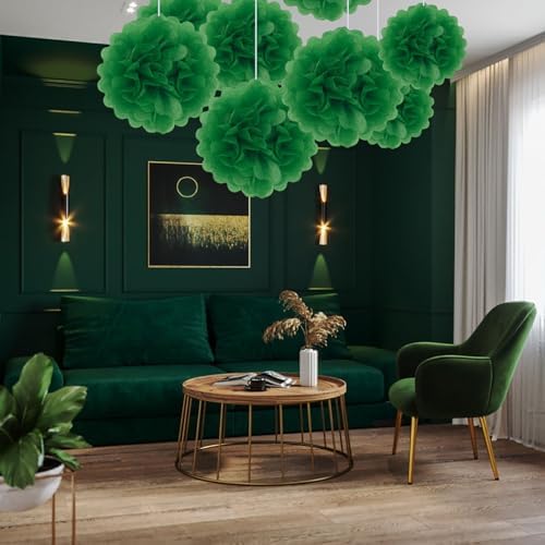 20PCS Green Tissue Paper Pom Poms for Party Decor