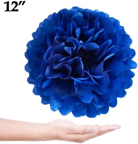 Blue Green Red Tissue Paper Pom Poms Flower Set 27PCS