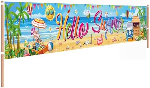 Hello Summer Party Decorations Extra Large Beach Banner