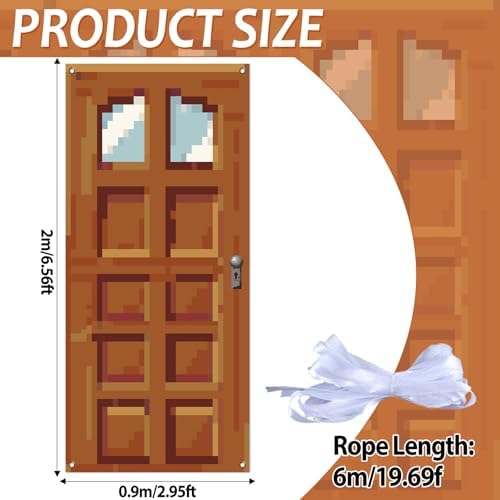 Pixel Door Decor with Lanyards and Rope