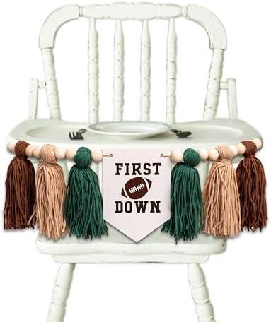 Football Highchair Birthday Banner with Tassels - Green