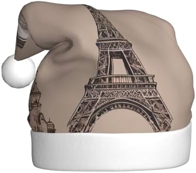 QINZHENG Personalized Santa Hat with Eiffel Tower Print