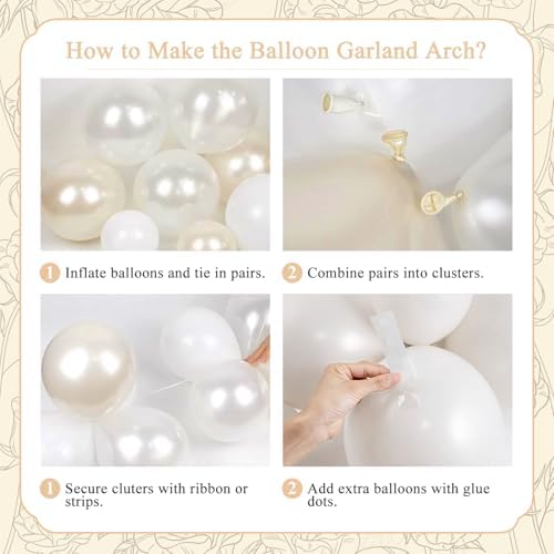 Pearl White Balloon Arch Kit 101Pcs Professional Decoration