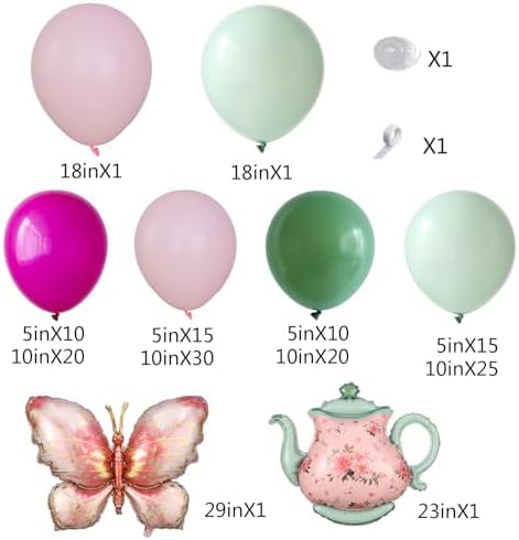 Floral Tea Party Decorations 151Pcs Balloon Kit