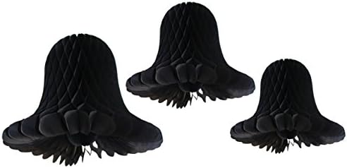3-Piece Black Tissue Bell Decorations 9-15 Inches
