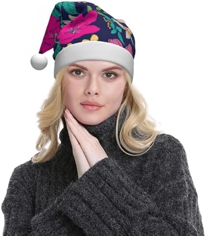 QINZHENG Personalized Santa Hat with Flowers Print