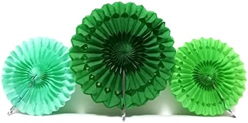 WKDGO Wall Hanging Paper Fans Honeycomb Balls 15Pcs Green Set