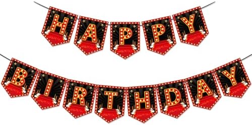 Oudain Movie Night Birthday Banner Decorations