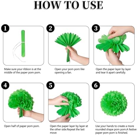 20PCS Green Tissue Paper Pom Poms for Party Decor