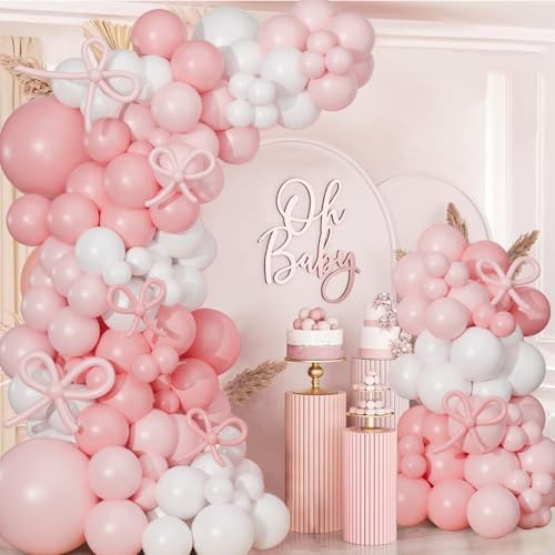Pink Bow Balloon Arch Kit 130 PCS Coquette Decorations