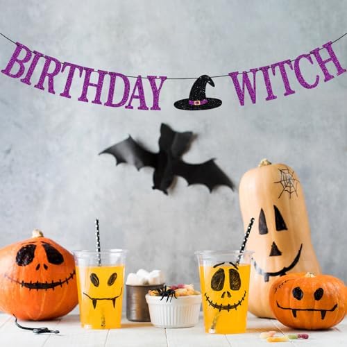 Birthday Witch Banner for Halloween Party