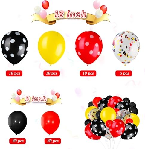 75 Piece Mouse Balloons Party Decor Set Red Black Yellow