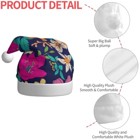 QINZHENG Personalized Santa Hat with Flowers Print
