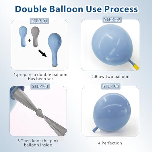 Dusty Blue and Gold Balloons Arch Kit