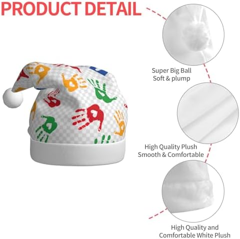QINZHENG Colorful Hand Shapes Santa Hat