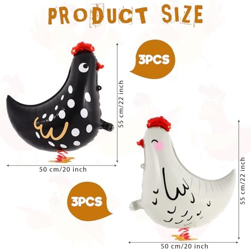 6 PCS Walking Chicken Balloons Farm Animal Party Decorations