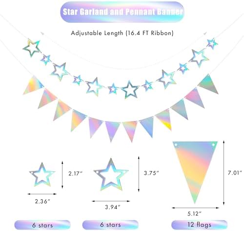 CANREVEL 3 PCS Iridescent Birthday Banners Set
