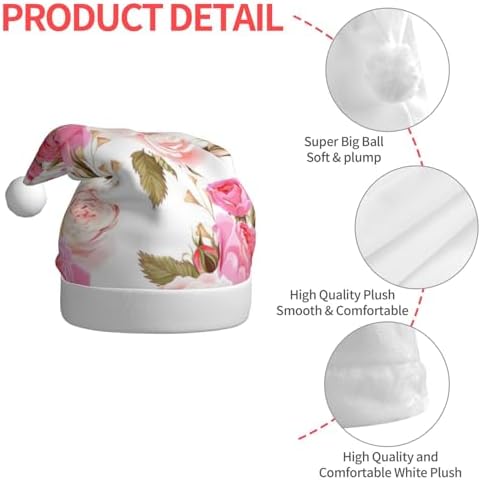 QINZHENG Personalized Rose Flower Santa Hat for Women Christmas Gift