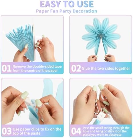 Kaluofan 9PCS Paper Fans Party Wall Decorations