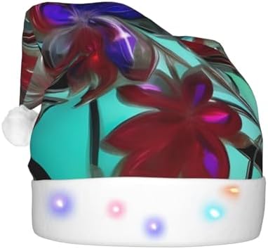 QINZHENG LED Santa Hat with Flower Stained Glass Print