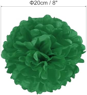 PATIKIL 8 Inch Tissue Pom Poms Flowers 10 Pack Dark Green