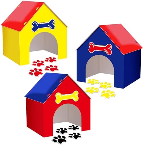 3 Set Dog Paw Birthday Party Decorations Red Yellow Blue
