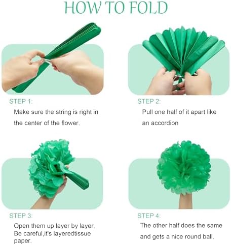 15PCS Sage Green Tissue Paper Pom Poms Decor Set