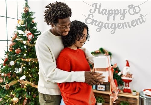 Happy Engagement Banner Silver Party Decorations for Engaged Parties