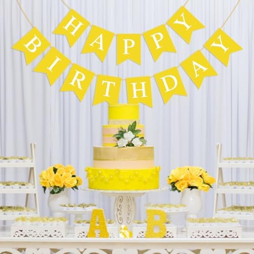Yellow Happy Birthday Banner Sign for Party Decor