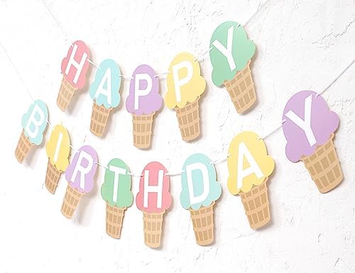Ice Cream Birthday Banner for Kids Party Decoration