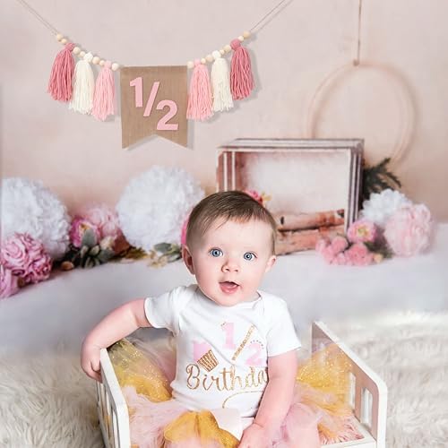 Wawuo Pink 12 Birthday High Chair Banner
