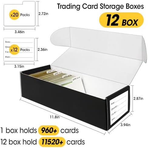 AZEN 12 Pack Card Storage Box for Trading Cards