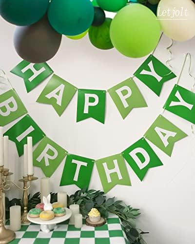 Green Happy Birthday Banner with Satin Strands