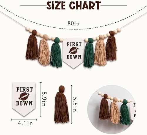 Football Highchair Birthday Banner with Tassels - Green