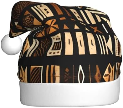 QINZHENG Velvet Plush Santa Hat With African Tribal Print