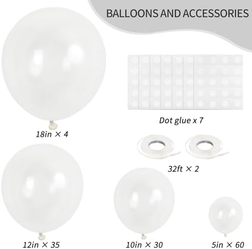 RUBFAC 129pc Clear Balloons Kit Various Sizes