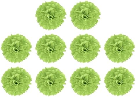 M Meterxity 10 Pack Tissue Pom Poms Flowers 6 Inches Lime Green