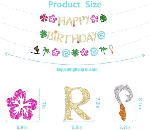Hawaiian Happy Birthday Banner - Glittery Gold Party Decor