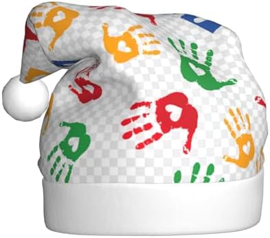 QINZHENG Colorful Hand Shapes Santa Hat