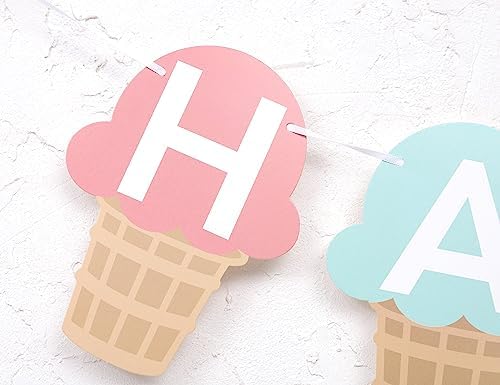 Ice Cream Birthday Banner for Kids Party Decoration