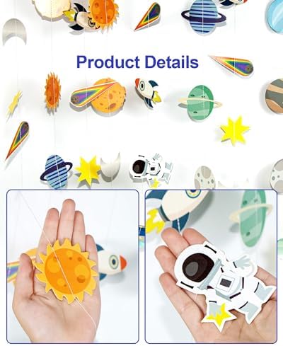 Galaxy Solar System Hanging Banner with Rockets and Stars