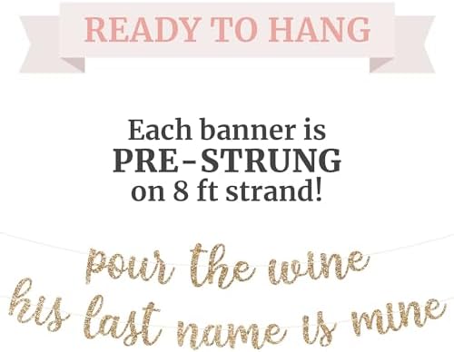 Pre-Strung Gold Glitter Bachelorette Party Banner - No DIY