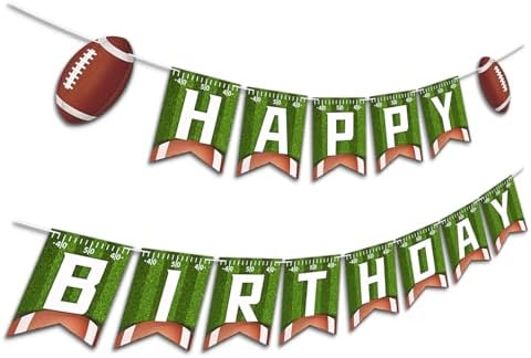 Football Birthday Banner with 13 Pennants