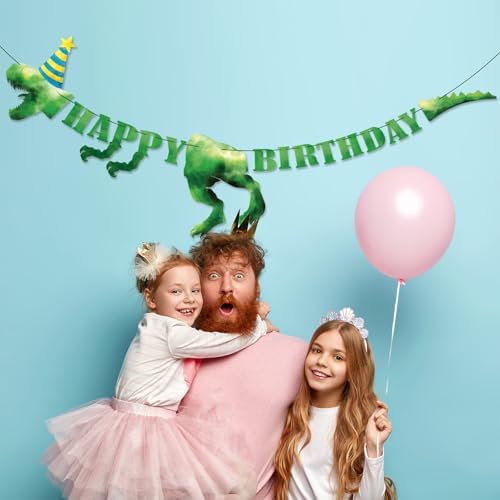 Dinosaur Birthday Banner Green for Kids Party Decor