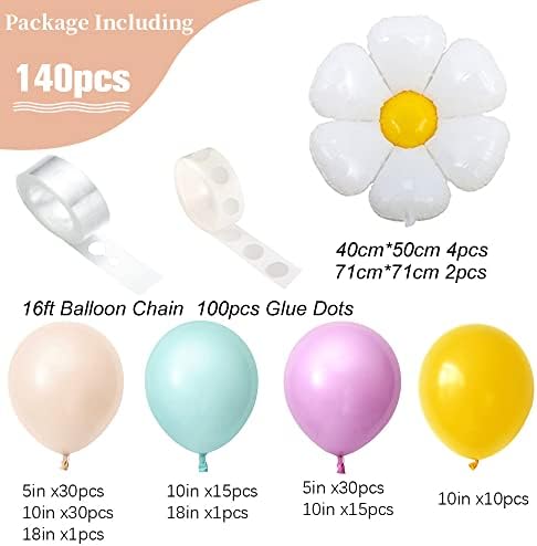 Beliueyes Daisy Balloon Garland Arch Kit 140Pcs